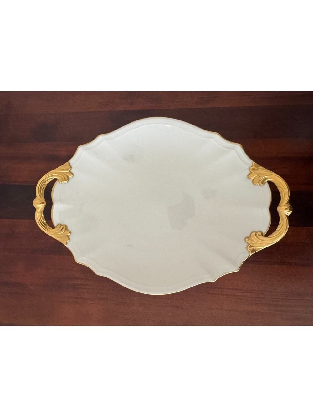Lenox Chateau Collection Oval Serving Tray Platter 24K Gold Acanthus Handles USA